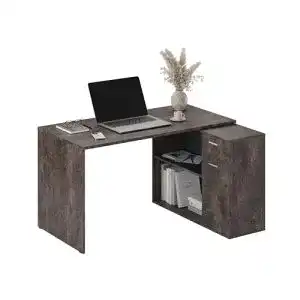 Eckschreibtisch RICOO mit Stauraum in Betonoptik WM083-BG