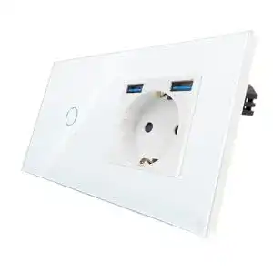 Steckdosen-Lichtschalter CNBINGO Touch mit Schuko-Steckdose und USB-Ports