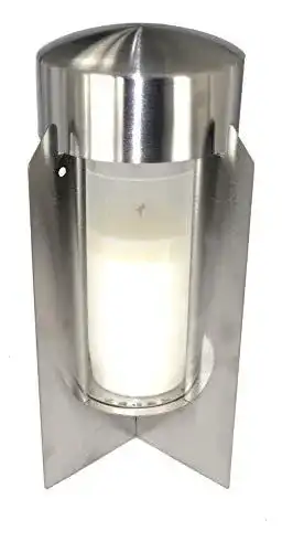 Grablaterne aus Edelstahl mit Glaszylinder und Erdanker