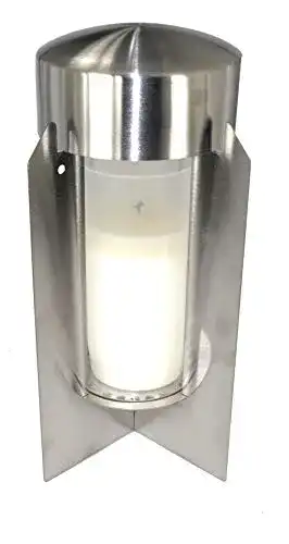 Grablaterne aus Edelstahl mit Glaszylinder und Erdanker