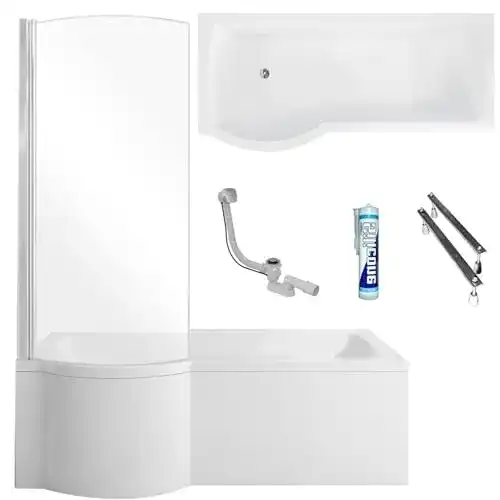 Duschbadewanne Ecolam Inspiro 150×70 cm mit Schürze links im Set