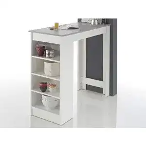 Bartisch Möbelando Rosalyn I in Beton/Weiß für Küche und Essbereich