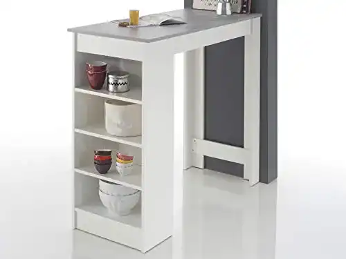 Bartisch Möbelando Rosalyn I in Beton/Weiß für Küche und Essbereich