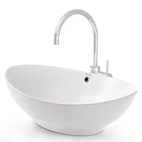 Waschbecken Vilstein Keramik Oval 60 cm Weiß mit Überlauf