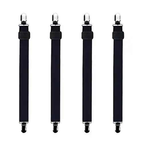 Verstellbare Bettlakenspanner Bedecor, 4 Stück, Schwarz, elastisch