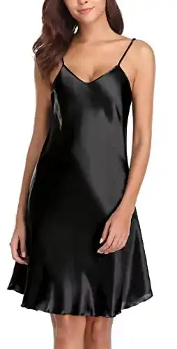 Unterkleid Vlazom Damen Nachthemd aus Satin
