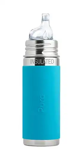Pura kiki isolierte Edelstahl-Trinkflasche für Babys in Blau