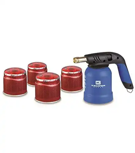 Lötlampe Kemper KE2019 mit Piezozündung und 4 Gas-Kartuschen