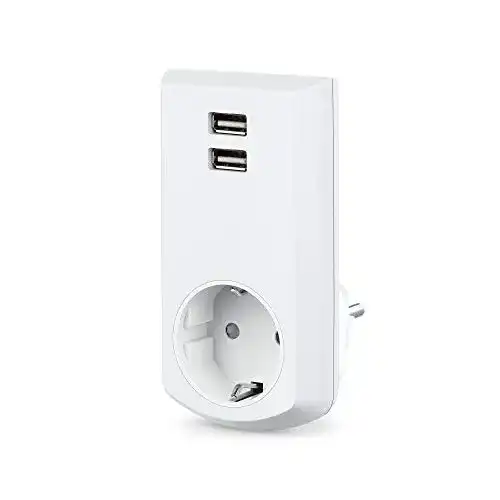 USB Steckdosenadapter Conecto CC50248 mit Schutzkontakt und 2 USB Anschlüssen