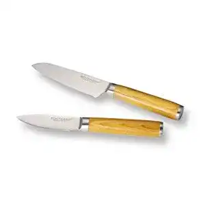Echtwerk 2-teiliges Damaszener Messer Set mit Santokumesser und Schälmesser