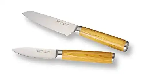 Echtwerk 2-teiliges Damaszener Messer Set mit Santokumesser und Schälmesser