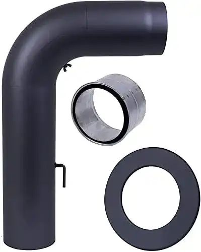 Ofenrohr Bogenrohrset mit Wandfutter und Rosette 150 mm schwarz