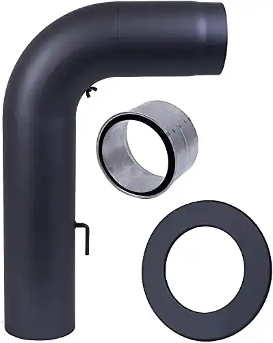 Ofenrohr Bogenrohrset mit Wandfutter und Rosette 150 mm schwarz