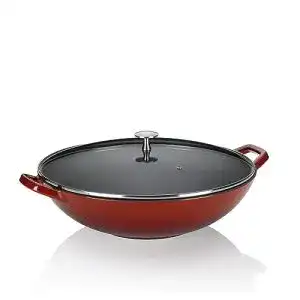 Kela Wok Calido aus Gusseisen mit Glasdeckel, 36 cm Durchmesser, 4 L