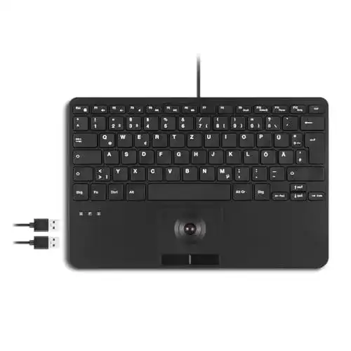 Perixx PERIBOARD-526 DE Tastatur mit Trackball, kabelgebunden