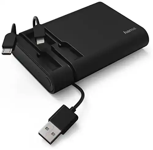 Hama Powerbank 10400mAh für Smartphones und Tablets mit integriertem Kabel