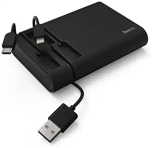Hama Powerbank 10400mAh für Smartphones und Tablets mit integriertem Kabel
