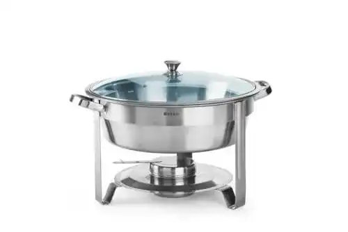 Chafing Dish Hendi Rund mit Glasdeckel für Buffets und Catering