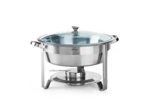 Chafing Dish Hendi Rund mit Glasdeckel für Buffets und Catering