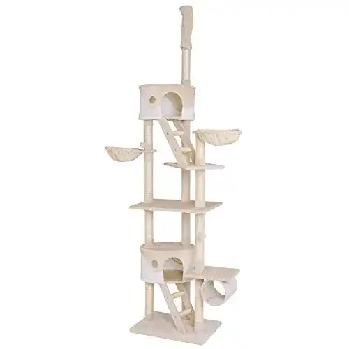Kratzbaum Lionto XXL deckenhoch für Katzen mit Sisal und Plüsch