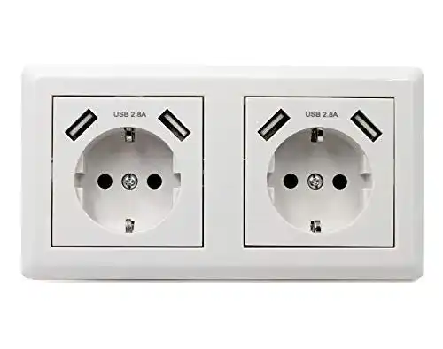 USB-Steckdose Alanan mit USB-Anschluss in Weiß