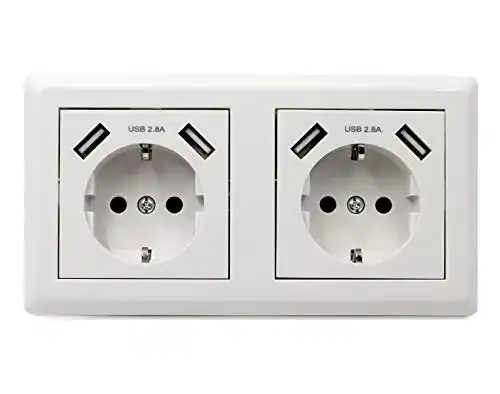 USB-Steckdose Alanan mit USB-Anschluss in Weiß
