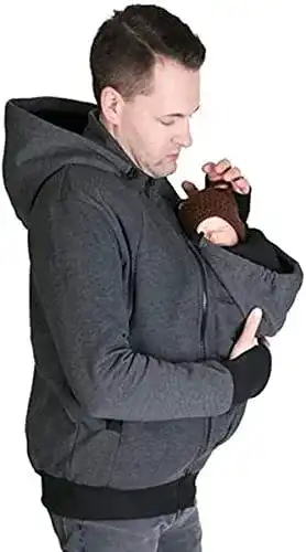 Tragejacke für Herren aus Fleece mit Kängurutasche und Reißverschluss