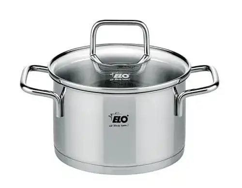 Elo 7241426 Edelstahl Kochtopf mit Glasdeckel, 1,2 l, für alle Herdarten
