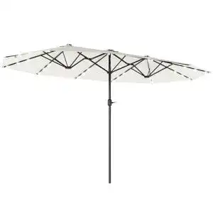 Sonnenschirm mit LED von Outsunny, Doppelsonnenschirm 440 x 256 cm