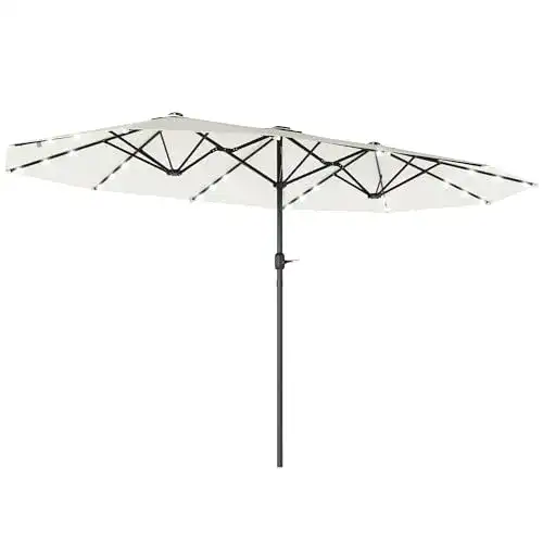 Sonnenschirm mit LED von Outsunny, Doppelsonnenschirm 440 x 256 cm