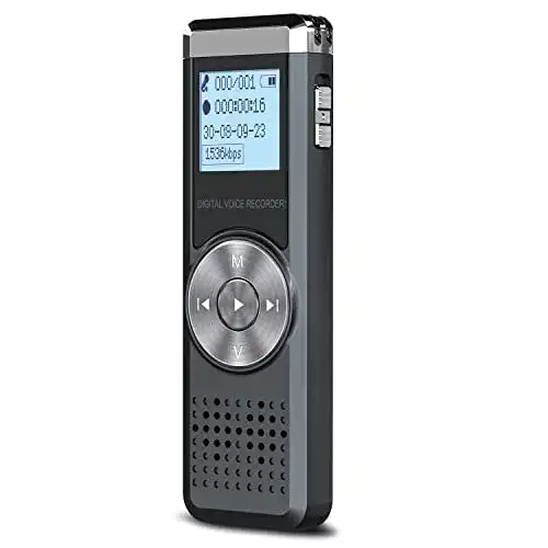 KINPEE Digitales Diktiergerät mit 16GB Speicher und Rauschunterdrückung