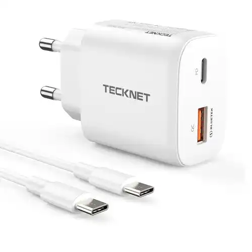 Tecknet 45W USB-C Ladegerät mit 2 Ports (1 USB-C + 1 USB-A)
