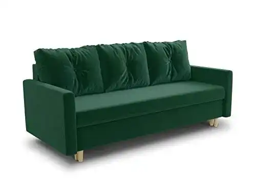 Schlafsofa Rico mit Schlaffunktion und Bettkasten in Grün