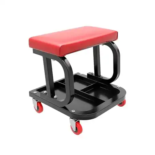Werkstatthocker Wiltec mit Ablagefläche und Rollen