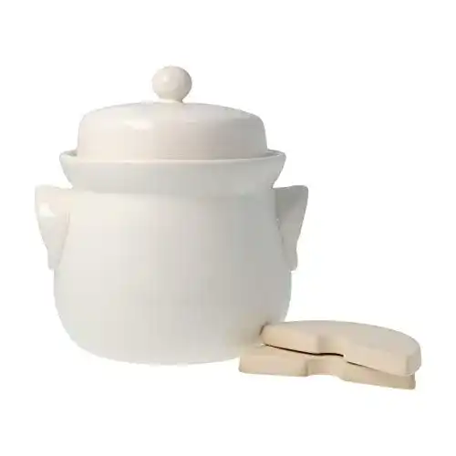 Gärtopf PureNature Rumtopf mit Stein, cremefarben, 3 Liter Fassungsvermögen