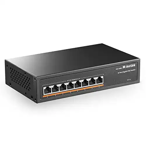 MokerLink 8-Port Gigabit PoE Switch mit 8 PoE+ Ports
