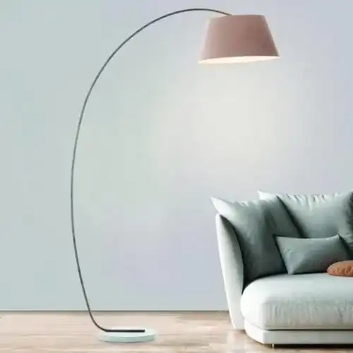 Bogenlampe Lightbox Stehlampe mit Stoffschirm in Taupe – 196 cm