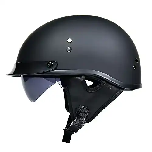 Halbschalenhelm BDTOT ECE Jethelm Retro mit Visier für Motorräder