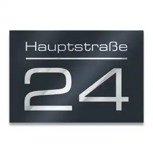Hausnummer Metzler in Anthrazit – Schild mit Gravur und Wunschnummer
