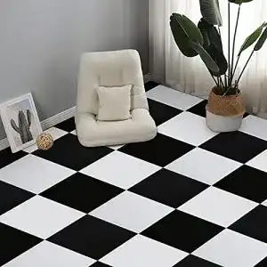 Klick-Vinyl Elffloor PVC Bodenbelag selbstklebend in Schwarz und Weiß