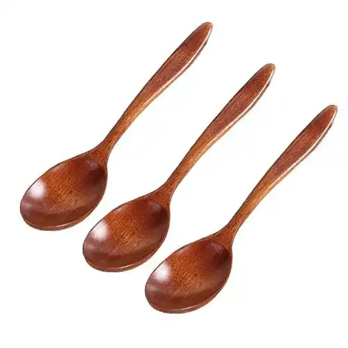 Holzlöffel Set aus natürlichem Holz für Tee, Honig und Küche (3 Stück)