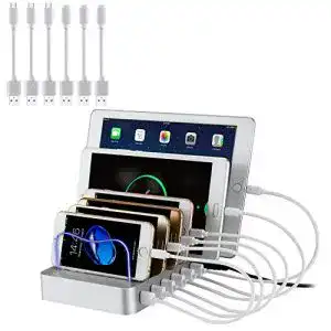 PRITEK USB Ladestation für Handy und Tablet mit 6 Ports