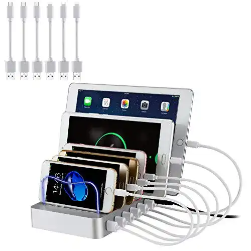 PRITEK USB Ladestation für Handy und Tablet mit 6 Ports