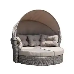 Sonneninsel Degamo Liegeinsel Marbella aus Aluminium und Halbrundgeflecht