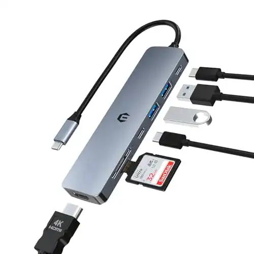 USB-C Hub OBERSTER 7-in-1 Multiport Adapter für HDMI, USB und SD