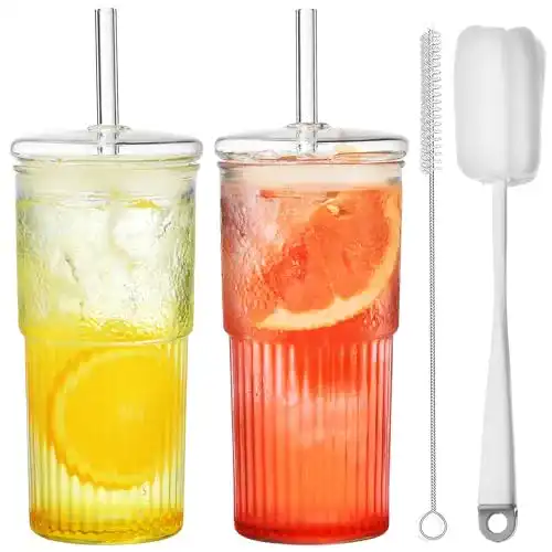 Bubble Tea Becher Alink 570 ml mit Deckel und Strohhalm