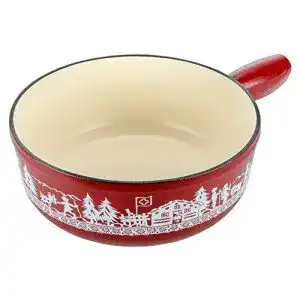 Caquelon Kuhn Rikon 32273 aus Gusseisen für Induktion, 24 cm, rot