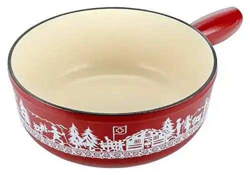 Caquelon Kuhn Rikon 32273 aus Gusseisen für Induktion, 24 cm, rot