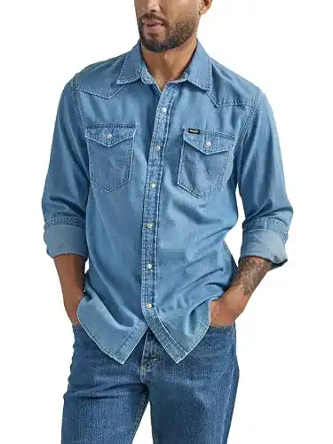 Jeanshemd Herren Wrangler Iconic mit Druckknöpfen und regulärer Passform