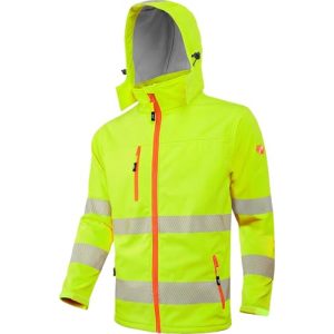 Warnschutzjacke ACE Neon Lite Softshell mit Reflektoren und Kapuze